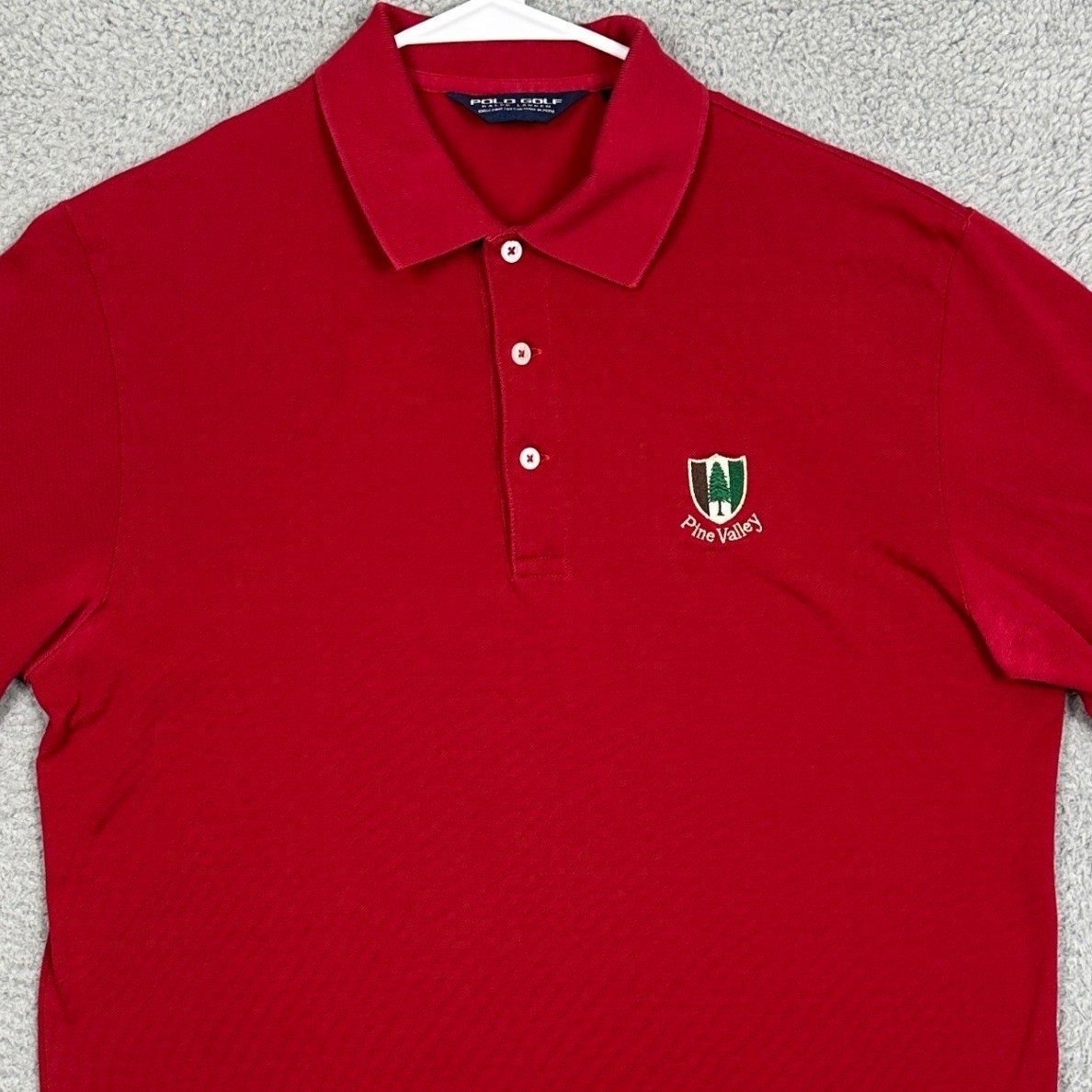 Ralph Lauren Mens Medium Shirt Polo Golf Red Pine Valley Pima