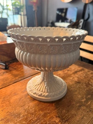 Italian made Tiffany And Company White Ceramic Compote Planter - Pedestal Bowl - Image 1 of 4
