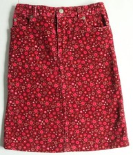 Vintage Retro The Children's Place Girls 6X/7 Y2K Floral Corduroy Red Midi Skirt