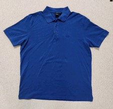 Hugo Boss Polo Shirt Men  s XL Blue Pima Cotton Pique Knit Golf Casual Preppy
