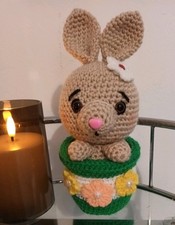 Little Bunny In A Plantpot  Handmade Amigurumi Crochet  Toy/easter Decoration