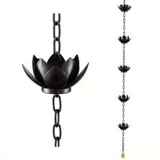 Lotus-Rain Catcher Chain Garden Metal Rain Chain Decoration^