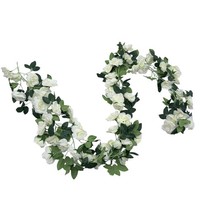 Rosengirlande Weiß/GrüN Ca. 165 Cm Blumen Hochzeit Deko Gesteck