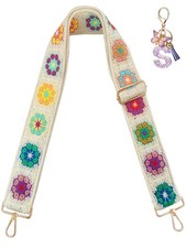 Embroidery Flower Purse Strap Replacement Crossbody 2 Inch Wide with S Key Pe...