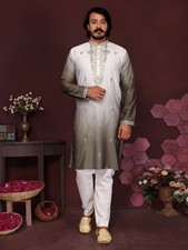 Men Kurta Set Pakistani Kurta Pyjama Indian Suits Sherwani Wedding Party Groom L