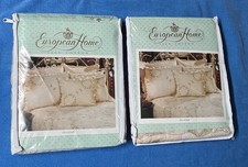 2 European Home Cotton Standard Pillow Shams NIP Lace Embroidered Cottage Core