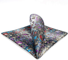 SHLAX WING Floral Multicolor Silk Pocket Square Mens Hankies Hanky