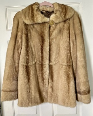 Beautiful beige original Mink Fur Coat  Sz M 