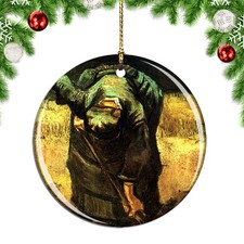 Van Gogh Peasant Woman Digging Painting Christmas ornament city travel souvenir