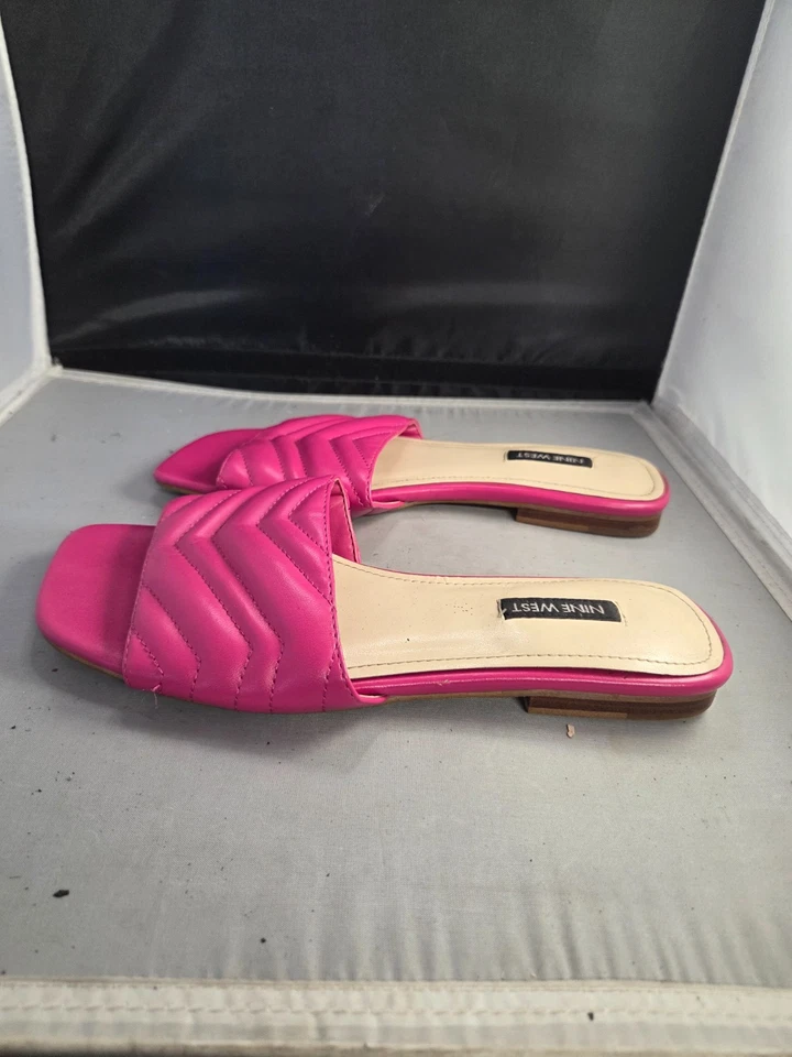 Zapatillas acolchadas Nine West planas para mujer rosa talla US 7M punta abierta cuadrada Foto 3 de 4