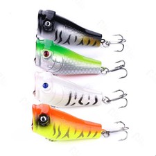 4Pc/Set 5cm/7.4g Crankbait Top Water Popper Fishing Lure Bass Hard Bait Tackle