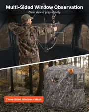 Hunting Blind, 2-3 Person Thermal Ground Blinds with Tri-Leg Chair and Carrying