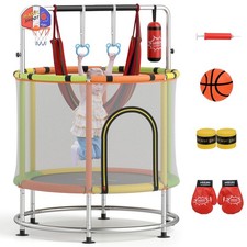 6-in-1 Kids Trampoline Combo 55" Toddler Play Activity Center w/Hammock Green