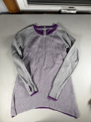 Ivivva Lululemon Girls 14 Perfect Your Practice Knit Sweater Purple Grey 14
