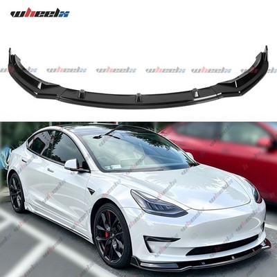 For 2017-2023 Tesla Model 3 Winglet Style Glossy Black Front Bumper Lip Splitter