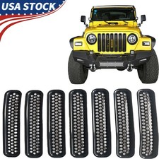 Honeycomb Front Mesh Grille Inserts Grill Cover Trim For Jeep Wrangler Tj 97-06