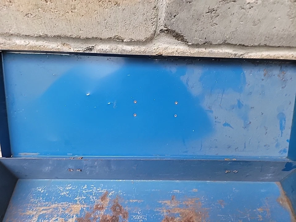 Vintage Small Metal Blue Tool Box Storage Container - Image 4 of 4