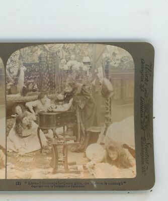 Listen Footsteps Quick Girls Matron is Coming Underwood Genre Stereoview