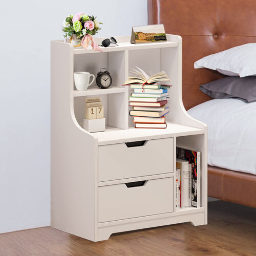 Bedroom Multifunctional Bedside Table Storage Cabinet Nightstand with 2 Drawers