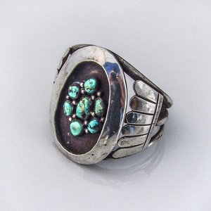 Old Pawn Large Turquoise Cuff Bracelet Wilson Padilla Sterling Silver Ebay