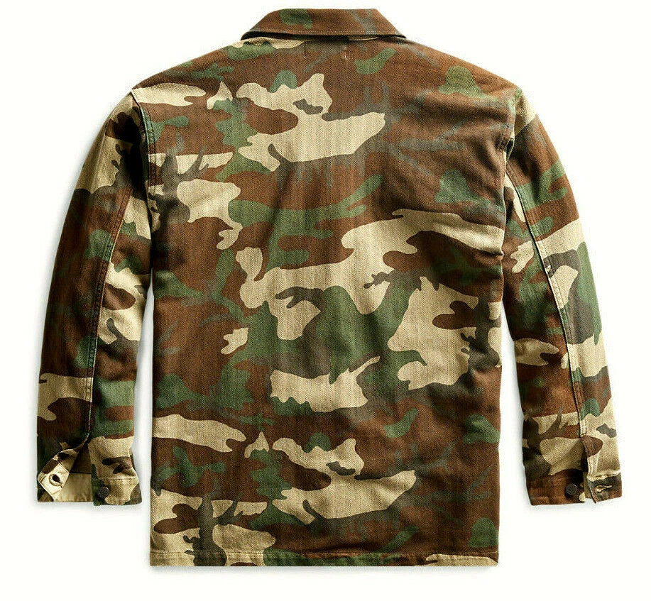 POLO RALPH LAUREN RRL CAMO 13STAR MILITARY HBT USMC P-44 JERSEY SHIRT JACKET$395