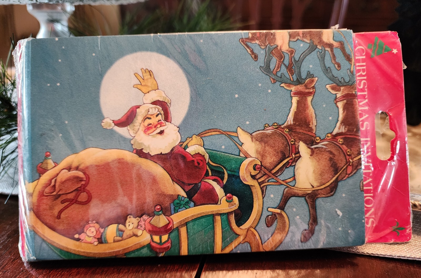 Vintage Gibson Christmas party Invitations Santa And Reindeer