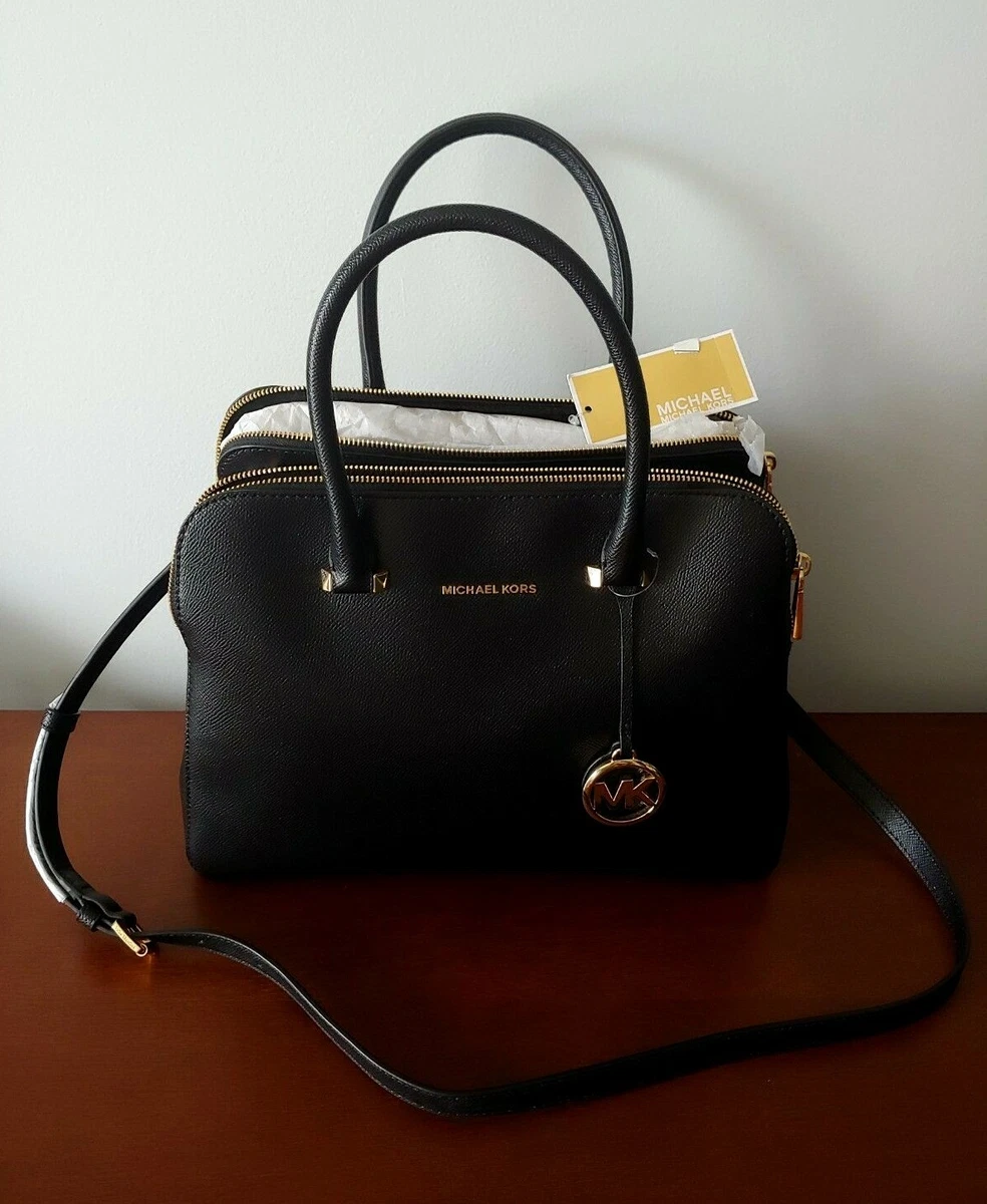 Houston double zip crossgrain shop leather satchel