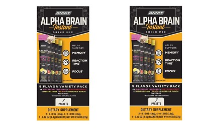 Onnit Alpha Brain Instant Drink Mix - Variety Pack 7 count(pack of 2)