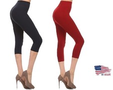 Solid Capri Ultra Soft Leggings  One Size  Plus Size