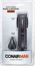 ConairMAN Beard and Mustache Trimmer, Battery Powered Beard and Mustache Trimmer