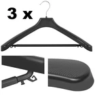 3 Coat Hangers Coat Hangers Trouser Bar 50cm Black Plastic Non Slip