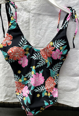 Sunn Lab Swim Women's 1 piece Black Floral, Size Small 0325 NWT, SHIPS FREE