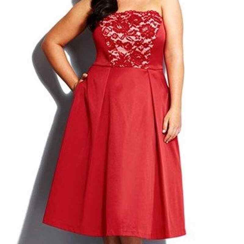 City Chic Strapless Lace Inset Fit & Flare Dress Satin Pockets Red Plus Size | eBay City Chic Strapless Lace Inset Fit & Flare Dress Satin Pockets Red Plus Size | eBay
