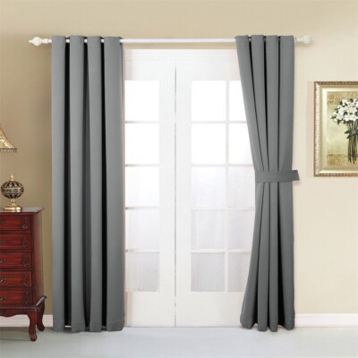 2 PC Heavy Thick Blackout Grommet Window Curtain Drape Treatment Room Darkening