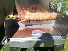GIRARROSTO A LEGNA con movimento Elettrico per Porchetta /BARBECUE Artigianale 
