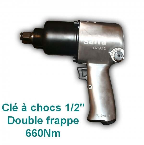 Clé à chocs pneumatique 1/2 double frappe 660Nm pour atelier mécanique