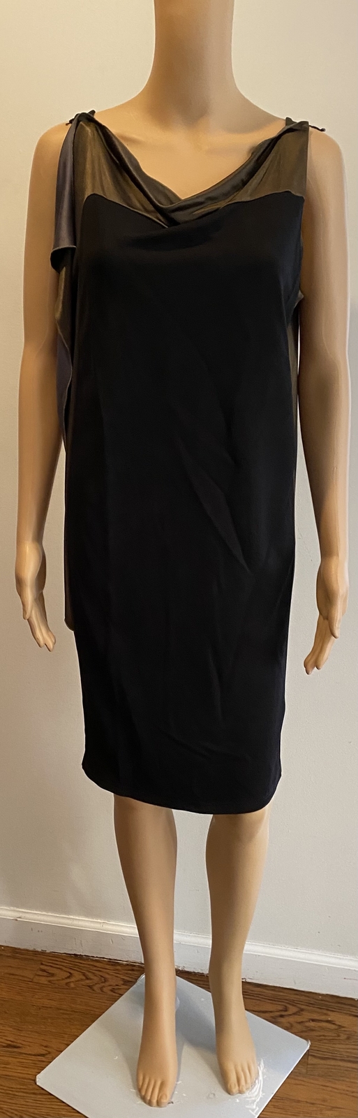 BALENCIAGA black /green ruffle front dress SZ 42 - image 2