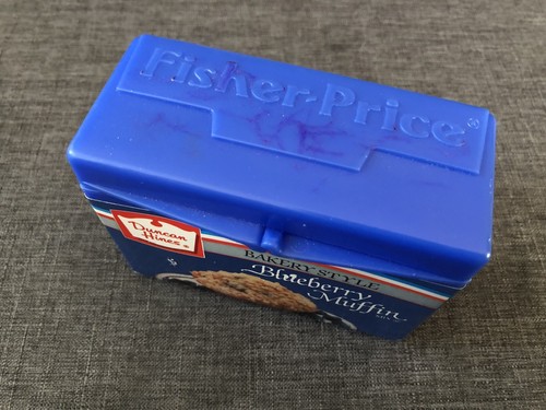 Vintage FISHER PRICE Fun With Food Blueberry Muffin Box Duncan Hines - Picture 3 of 9