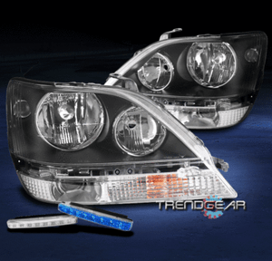 FOR 1999-2003 LEXUS RX300 REPLACEMENT BLACK HEADLIGHT HEADLAMP LAMP LED DRL KIT