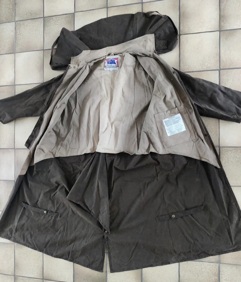 KOOLAH vintage brown western oilskin waterproof duster coat in Größe S/P - Bild 4 von 4