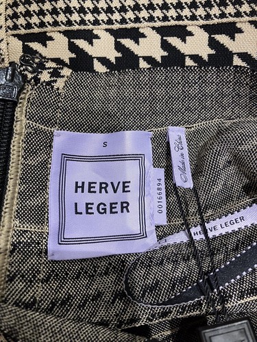 BNWT vintage Herve Leger “Meredith” houndstooth mini skirt, A/W 2011, size S - Picture 5 of 7