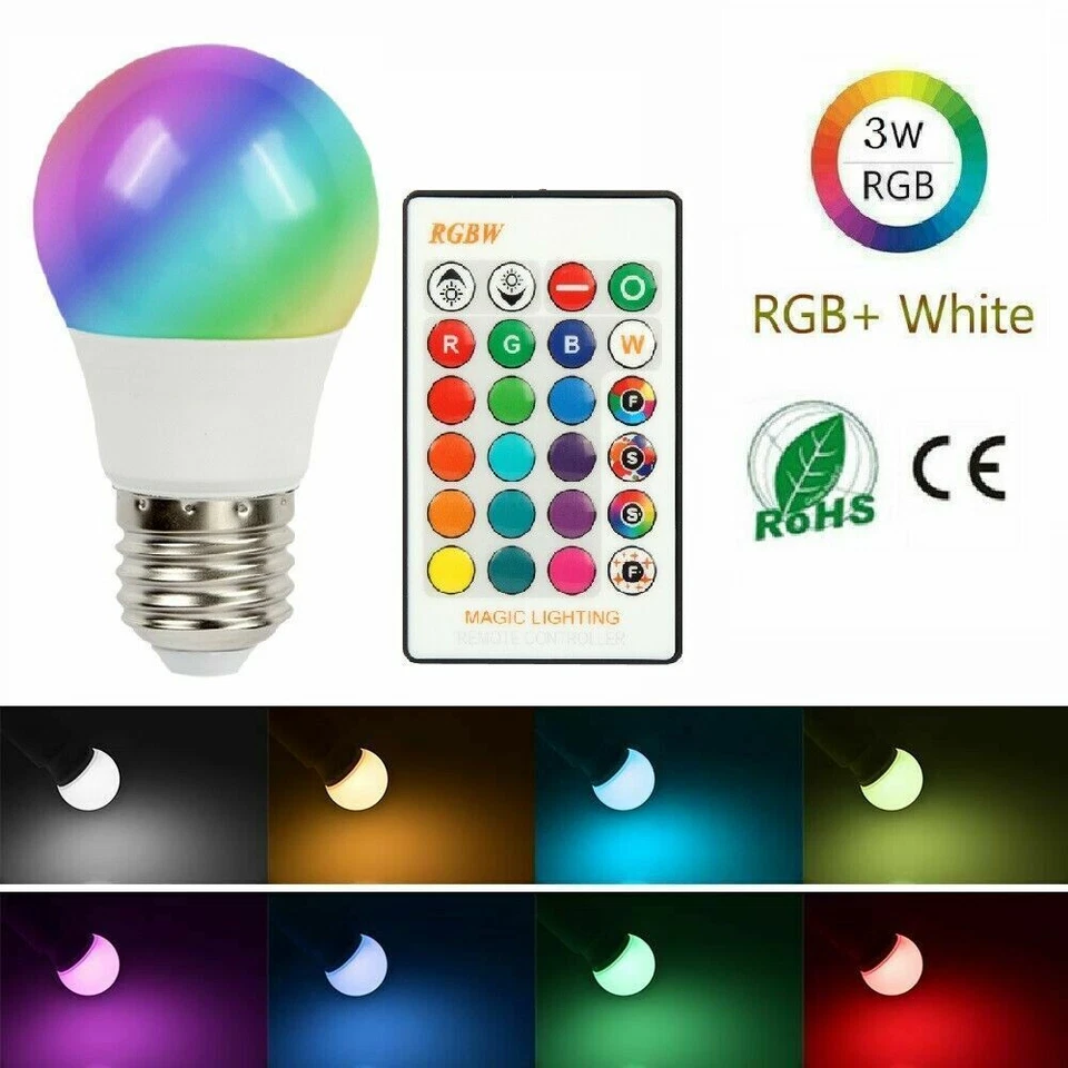 4Pcs E26 RGB RGBW LED Light Bulb Multicolor Changing Magic Lamp w/Remote Control - Image 4 of 4