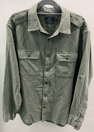 Camicia Vineyard Vines vestibilità classica cotone lino XL verde pesca escursionismo abbottonata