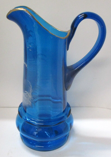 Vintage Kobaltblau Mary Gregory mundgeblasen Glas Krug Mädchen am Strand?