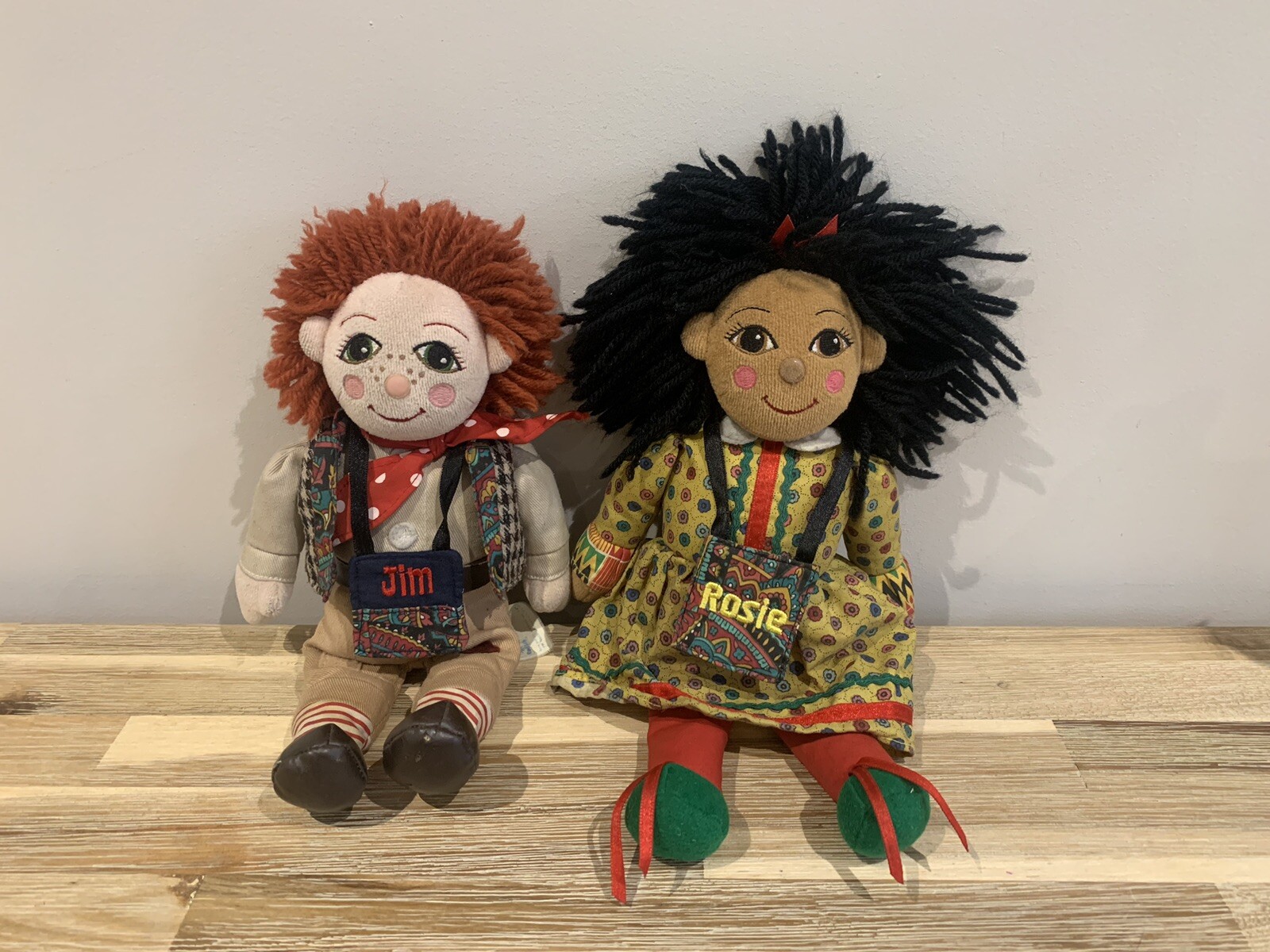 Vintage Rosie and Jim Ragdolls 10" Beanie Soft Plush Rag Doll 1999 Toys