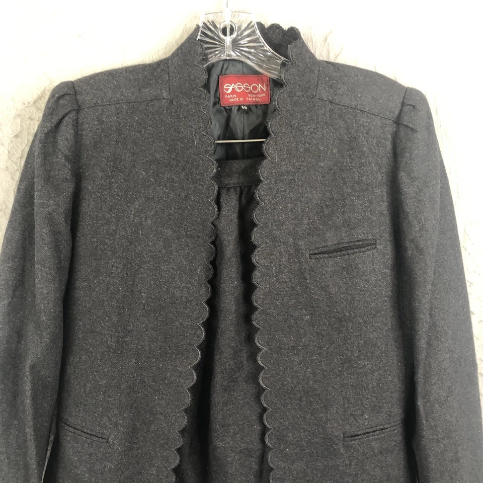 Falda Traje Vintage Sasson Juniors 9 Gris Mezcla Lana Retro Años 80 Oficina Femenina Foto 2 de 4