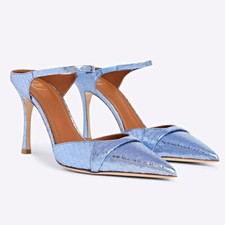 Malone Souliers Women's Uma 90 Pointed Toe Mules Heel Steel Size 37.5 MSRP 775