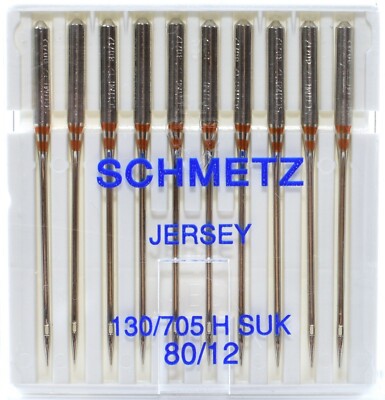 10 Schmetz Nähmaschinen Jersey-Nadeln 130/705H SUK, Stärke 80/12 Flachkolben
