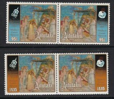 Aitutaki 1985 -The Return of Halley's Comet- Set of 4 (2 x Se-Tenant Pairs)- MNH