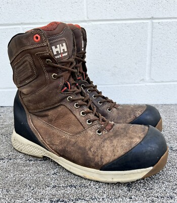 Helly Hansen 8'' Work Boots Composite Toe Steel Plate Leather Slip Resistant 11Sz